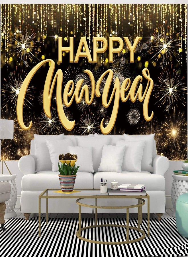 FECEDY Happy New Year Hanging Extra Large Fabric Sign Poster Background Banner with Firework Pattern for New Year Party Decorations - Image 5