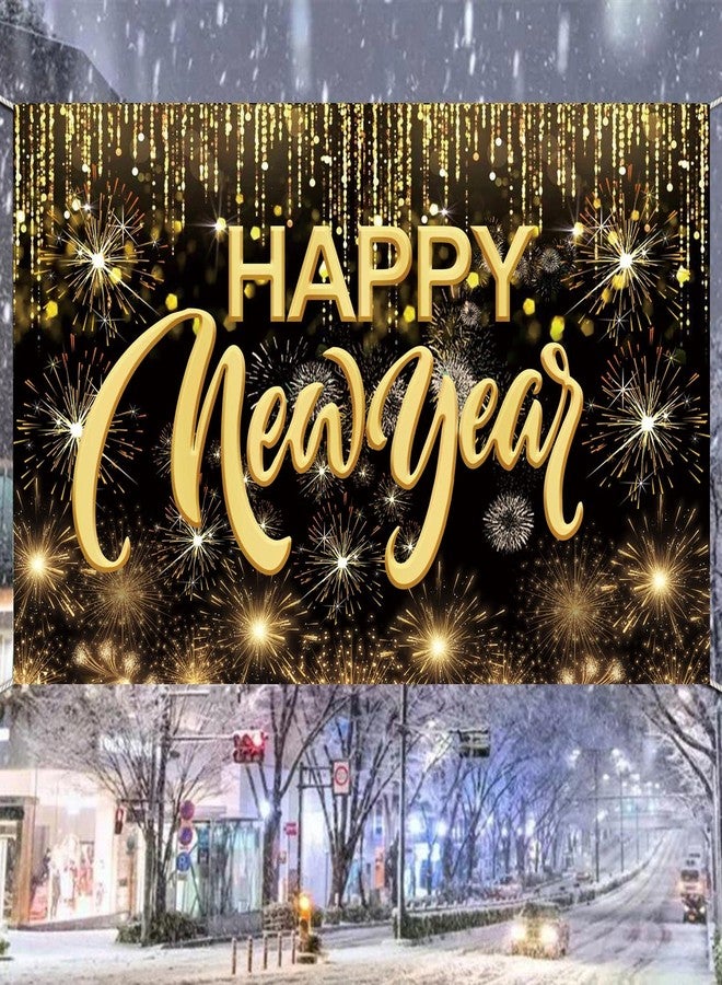 FECEDY Happy New Year Hanging Extra Large Fabric Sign Poster Background Banner with Firework Pattern for New Year Party Decorations - Image 4