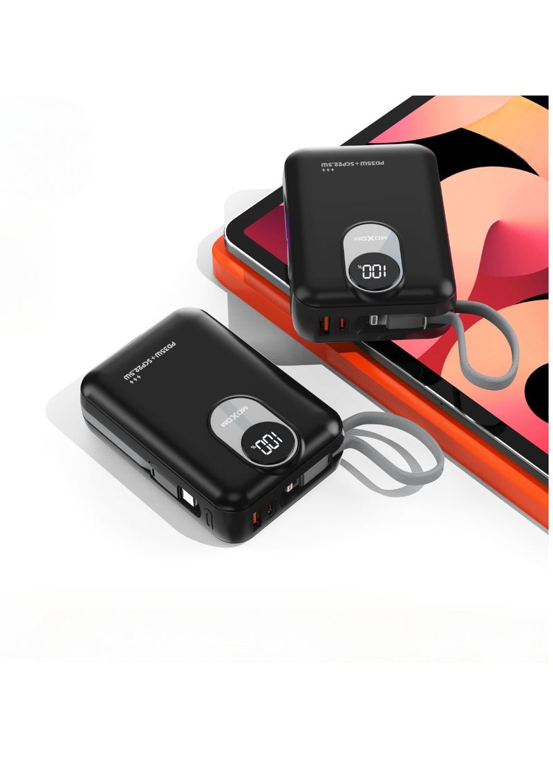 MOXOM MX-PB159 20,000mAh Power Bank with PD35W, SCP22.5W Fast Charging, Type-C & Lightning Cables, LCD Display