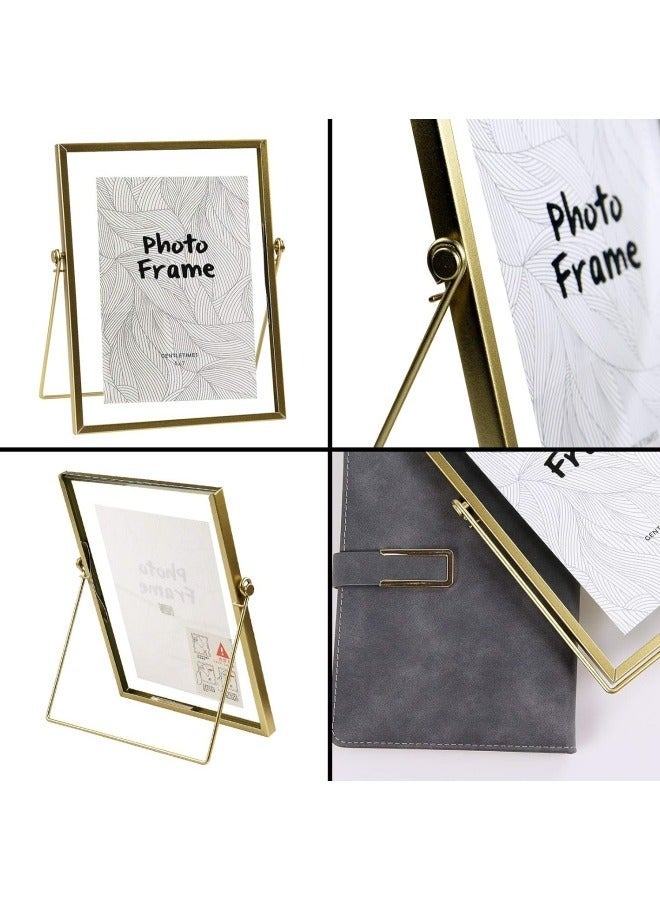 BUPY 22*17CM Picture Frames,Gold Photo Frame Decor with Plexiglas Cover High Definition Glass Desk Pictures Display - Image 2