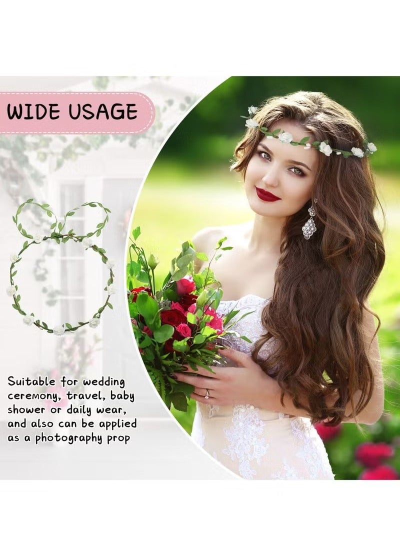 Flower Crown Headband, Women Garland Headband, Hair Floral Wreath Boho Headpiece, Flower Crown Headband for Girls Wedding Festival Hair Accessories - Image 4