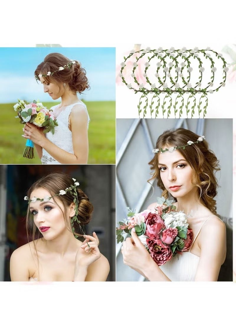 Flower Crown Headband, Women Garland Headband, Hair Floral Wreath Boho Headpiece, Flower Crown Headband for Girls Wedding Festival Hair Accessories - Image 5