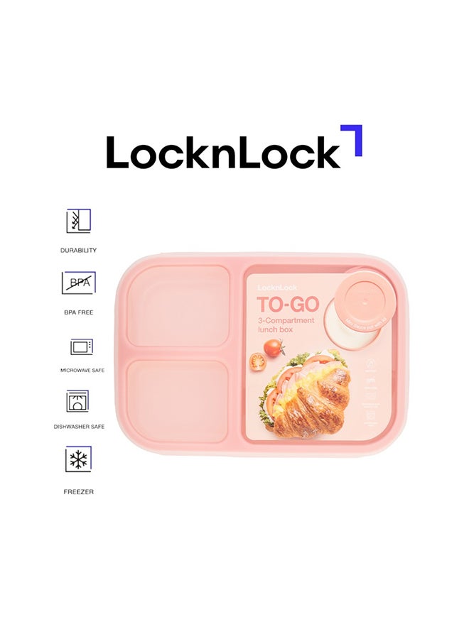 LocknLock To Go Lunch Box 980ml , Pink, Leak-Proof Bento Lunch Container, Microwave, Freezer & Dishwasher Safe, Portable Food Storage for Work, School & Travel - Image 1