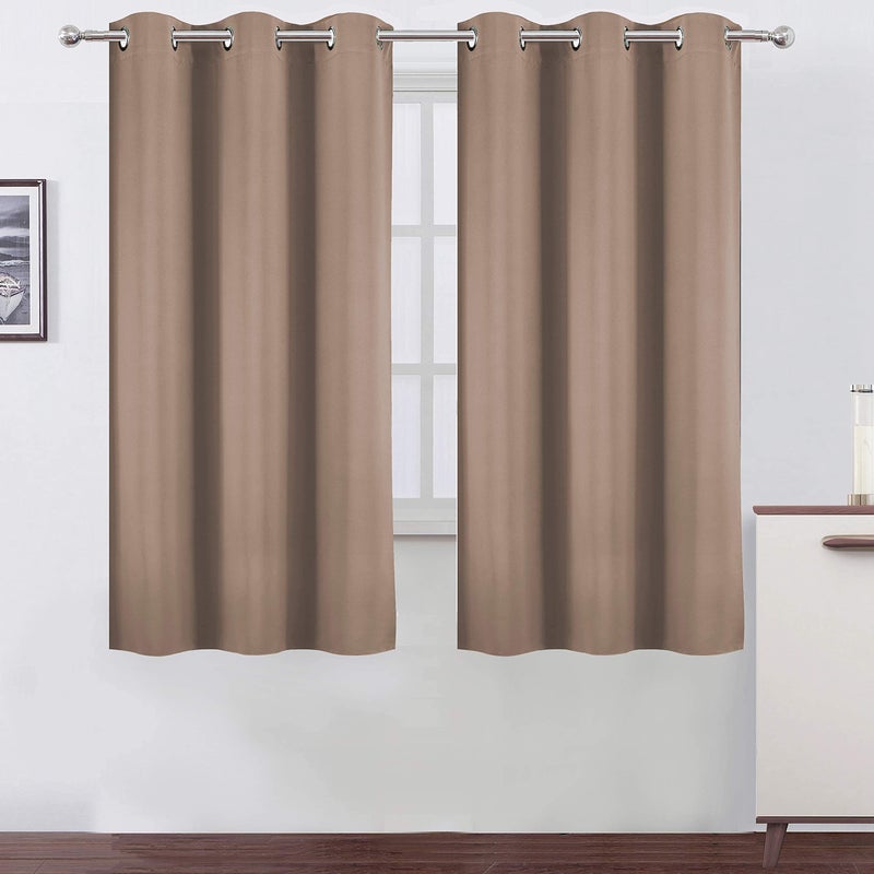 LEMOMO Cappuccino Blackout Curtains 38 x 54 Inch Length/Set of 2 Curtain Panels/Thermal Insulated Room Darkening Blackout Curtains for Bedroom - Image 1
