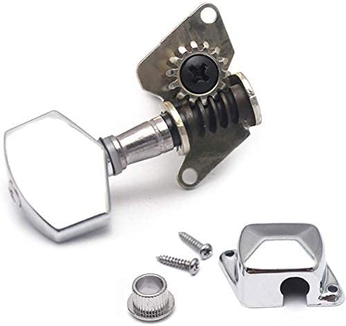 TECHBLAZE Acoustic Guitar Keys for Guitar Chrome Tuning Pegs Keys 3 Left 3 Right Guitar Machine Heads Knobs with Strap Button Locks 3R+3L – 6 Pieces - Image 5