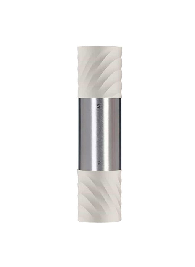 Dual-Head Ceramic Mechanism Stainless Steel Salt and Pepper Grinder White and Silver 20.6 x 5.5 x 5.5 cm 79291002