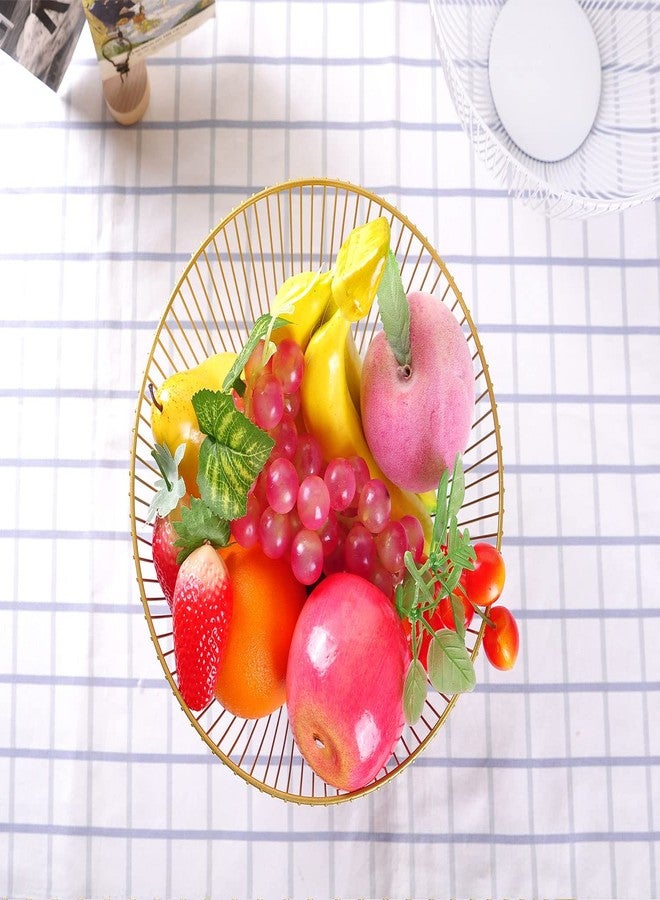 IBWell Wire Fruit Basket Fruit Bowl Kitchen Fruit Basket Stand Fruit Bowls for the Counters Metal Fruit Bowl (Exposure) (Round-Gold) - Image 4