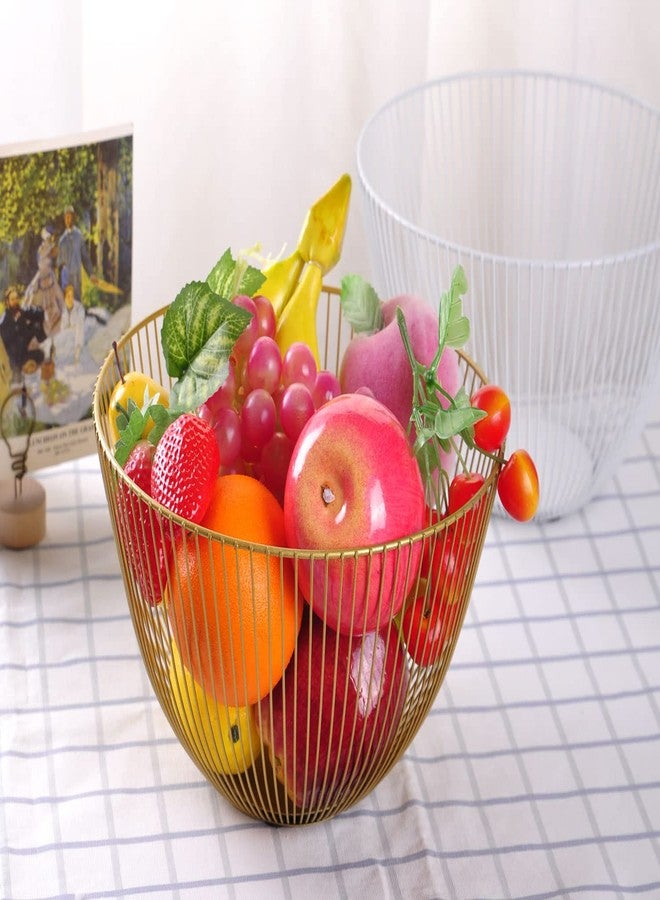 IBWell Wire Fruit Basket Fruit Bowl Kitchen Fruit Basket Stand Fruit Bowls for the Counters Metal Fruit Bowl (Exposure) (Round-Gold) - Image 5