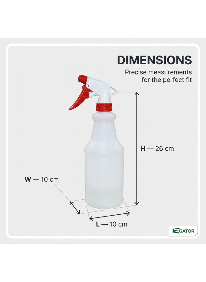 Gator Plastic Spray Bottle 600ml Red | Color-Coded Trigger Sprayer | Adjustable Nozzle | Chemical Resistant | Professional Zone-Specific Cleaning Bottle - Image 3