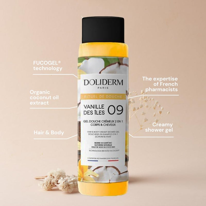 Doliderm Paris Creamy Shower Gel 338 Fl Oz Island Vanilla Travel Size - Image 3