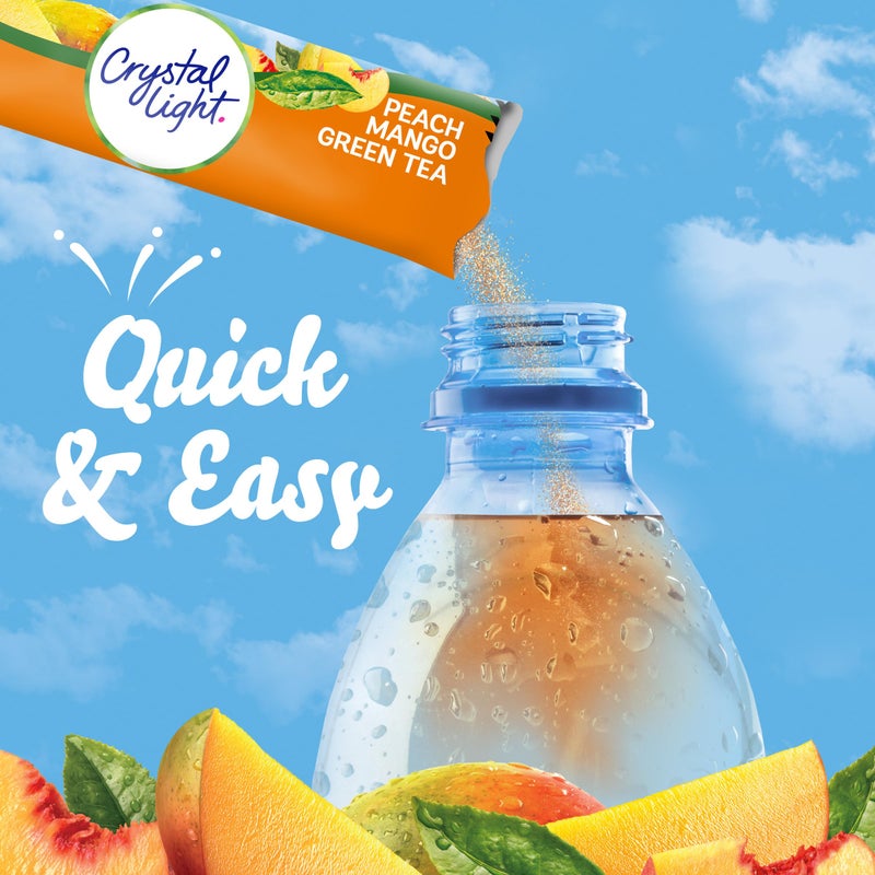 Crystal Light Peach Mango Green Tea Naturally Flavored Powdered Drink Mix, 10 ct On-the-Go-Packets - Image 5