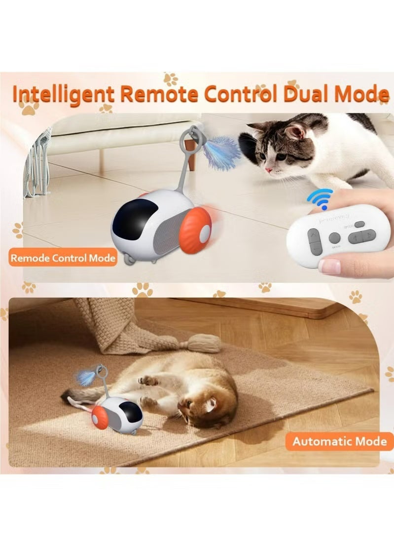 PetGravity Remote Control Cat Toys, Indoor Cat Interactive Chase Toys, Smart Cat Toy Car, Cat Mouse Toys, Remote Control Interactive Self-Playing Cat Toys (Orange) - Image 2