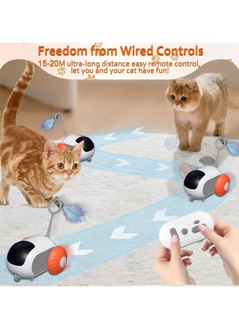 PetGravity Remote Control Cat Toys, Indoor Cat Interactive Chase Toys, Smart Cat Toy Car, Cat Mouse Toys, Remote Control Interactive Self-Playing Cat Toys (Orange) - Image 3