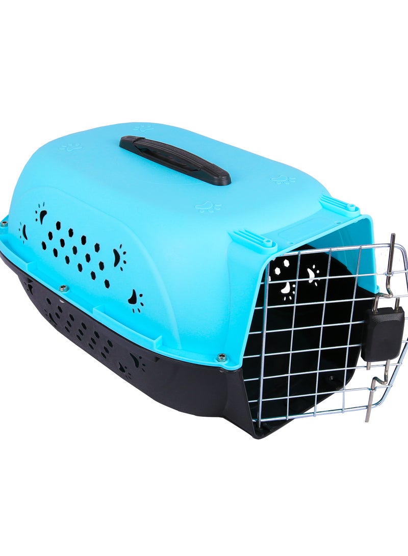 HAPPY PUSS Pet carrier, travel crate for cats and small dogs, outdoor and travel kennel, cage for cats and dogs. Blue color. - Image 1
