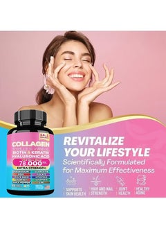 Sthxyfaith Collagen Types I, II, III, V and X Biotin & Keratin, 14 in 1 Supplement, Vital Glow Blend 78000 MCG Extra Strength, Scientifically Formulated for Maximum Effectiveness, 90 Veggie Capsules  - Image 2