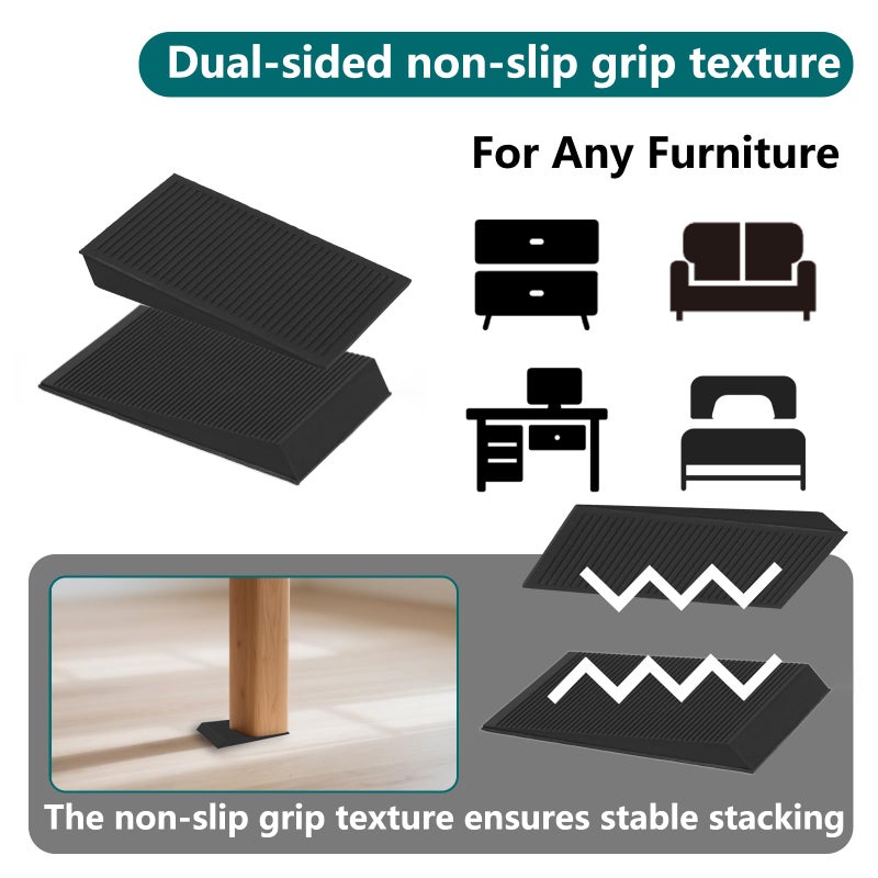 Jayen Furniture Levelers, 20Pcs Flexible Multi-Purpose Rubber Shims for Leveling - Prevent from Wobbling for Furniture Toilet (Black) - Image 5
