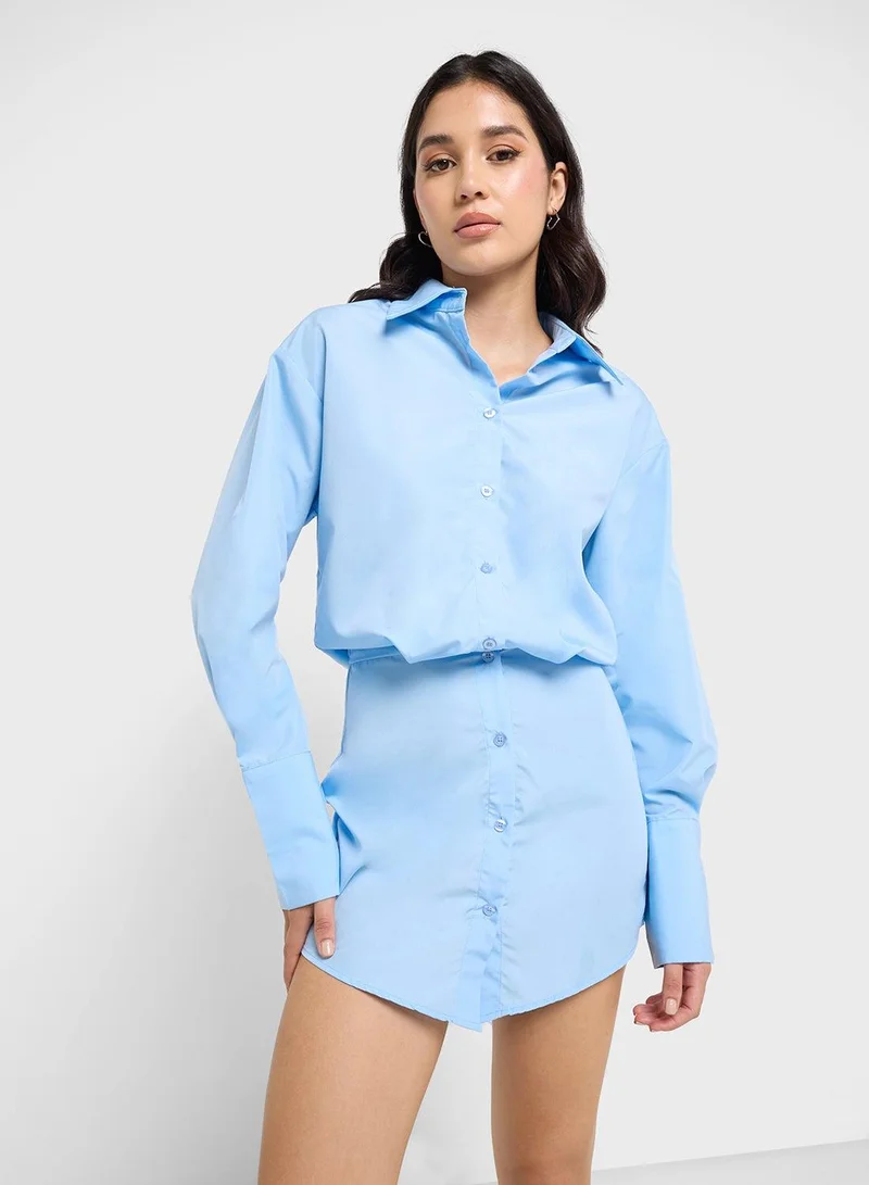 Ginger Clinched Waist Button Down Shirt Dress