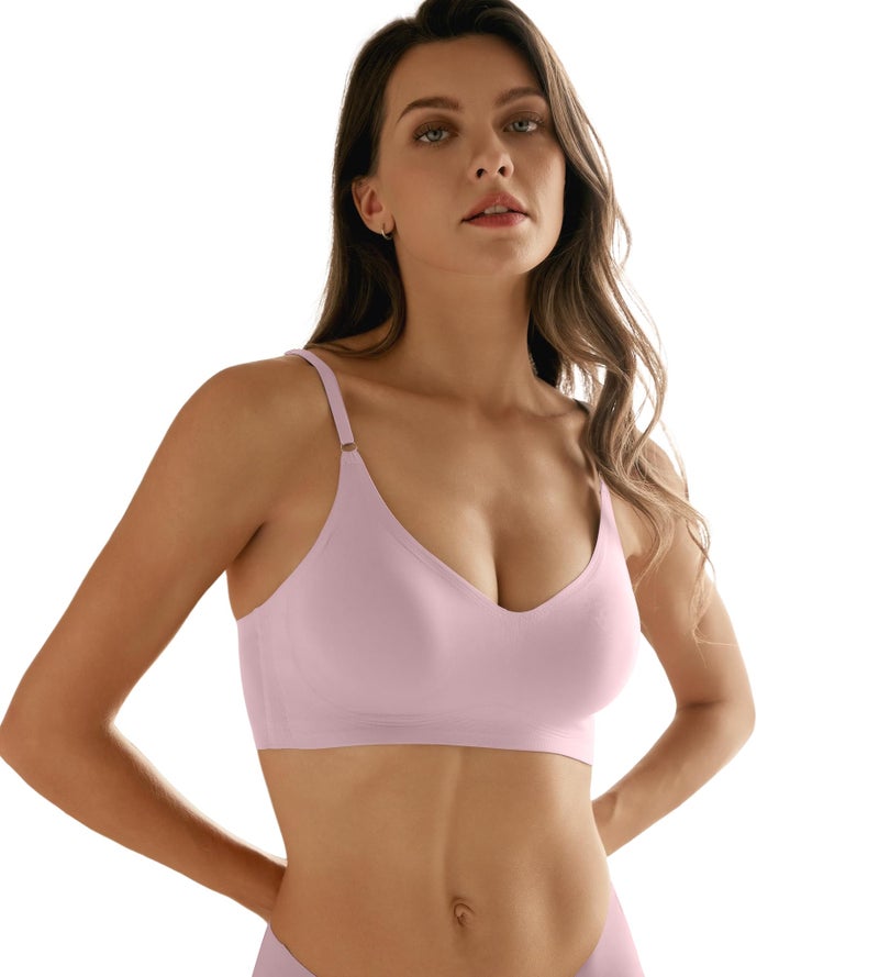 DEANGELMON Seamless Bras for Women V Neck Padded Bra Adjustable Straps Bralettes Everyday Sleeping Bra Multiple Pack(4P13,S) - Image 5
