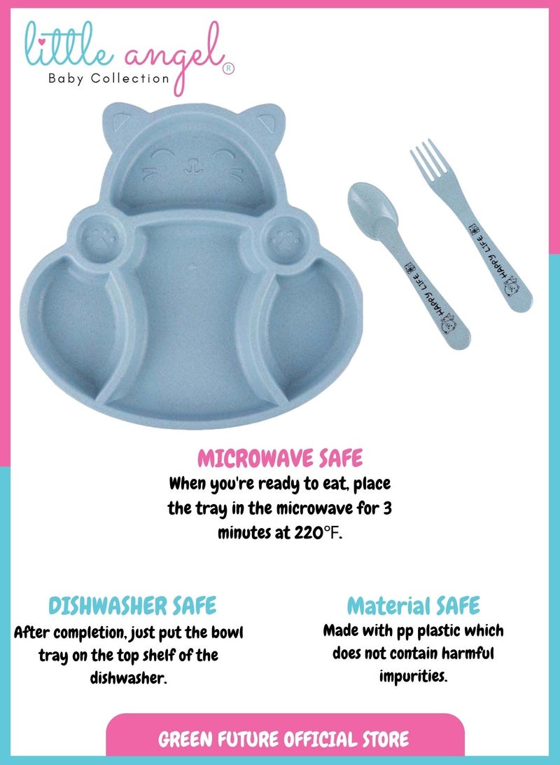 Little Angel Children Plate Dinner Compartment Plate Set - Blue - Image 2