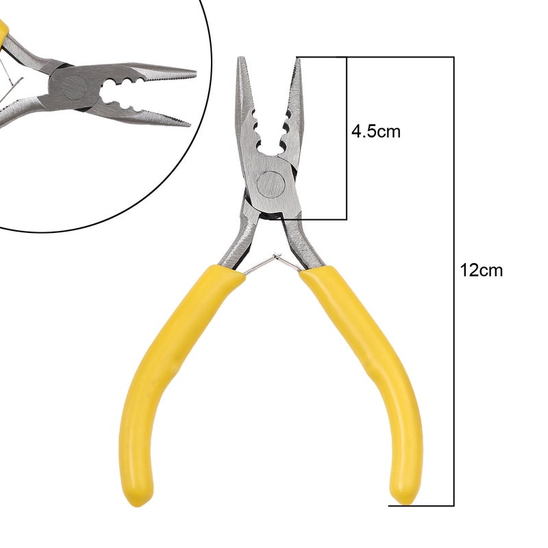 Handmade DIY Tool Pliers Multifunctional Punching Pliers Jewelry Toothless Pointed Nose Pliers Oblique Wire Cutting Pliers Hardware Tools #38 yellow handle 3 hole flat nose pliers (with teeth) 