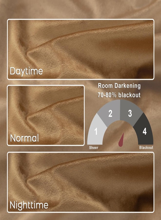 KOUFALL Velvet Blackout Curtains 108 Inch Long, 9FT 9 FT Foot Floor to Ceiling Curtain with Hooks for Track System, Gold Brown Luxury Curtain Pleated Drapes for Living Room, 2 Panel Set - Image 2