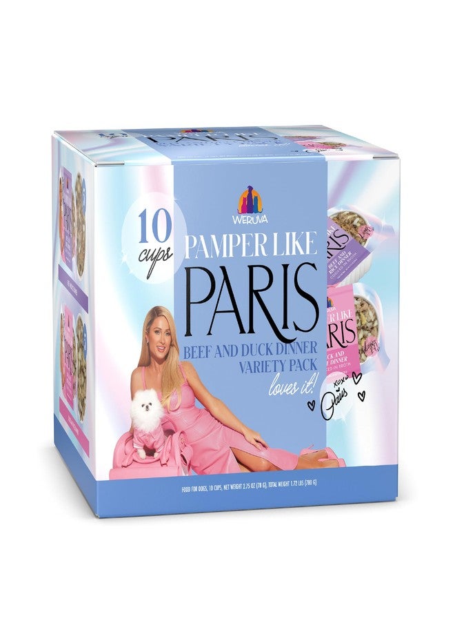 ويروفا Weruva Pamper Like Paris Natural Wet Dog Food, Beef and Duck Recipes Cooked in Broker, Variety Pack (2.75oz Cup, Pack of 10) - Image 1