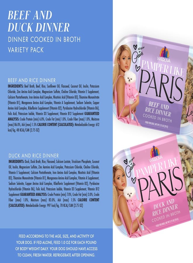 ويروفا Weruva Pamper Like Paris Natural Wet Dog Food, Beef and Duck Recipes Cooked in Broker, Variety Pack (2.75oz Cup, Pack of 10) - Image 5