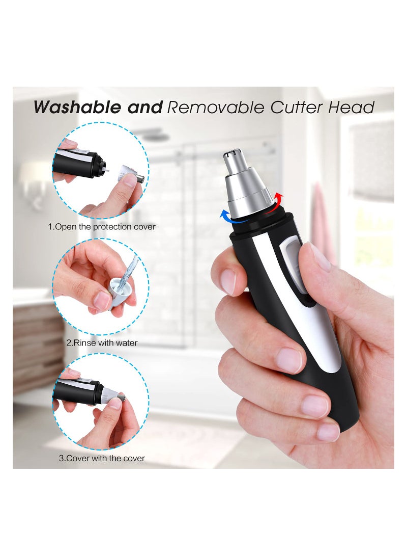 Suntown Electric Nose Trimmer, Ear Hair Trimmer for Men and Women, Professional Painless Eyebrow Facial Hair Trimmer, Battery-Operated Trimmer with IPX7 Waterproof, Rotary Dual Edge Blades for Easy Cleansing - Image 2