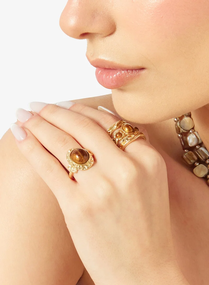 Ella Resin Detail Rings Set