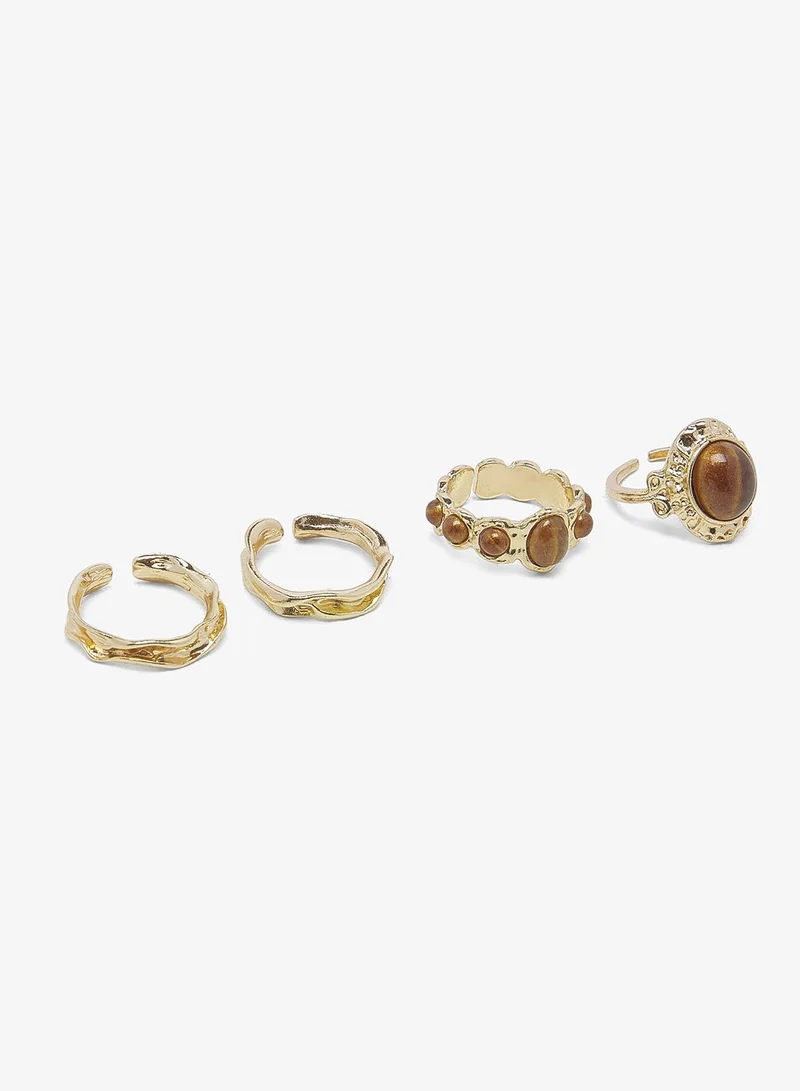 Ella Resin Detail Rings Set