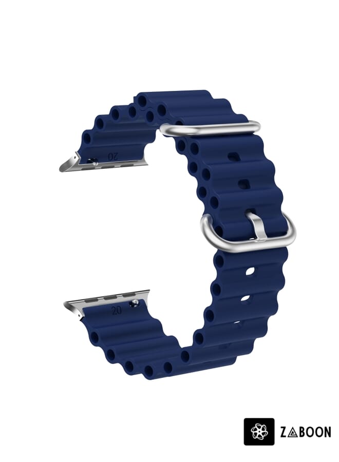 Zaboon Ocean Silicone Metal Head Watch Band  Apple Watch Ultra 49mm / Series 8&7 45mm / SE 2&6&SE&5&4 44mm / 3&2&1 42mm - Image 2