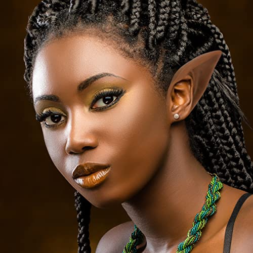FRESHME Renaissance Medium Brown Fairy Elf Ears - Pixie Pointy Tan Black Elf Ear Fairy Elven Ear Brown Skin Prop for Women Christmas Halloween Cosplay Masqerade Fantasy Dress Up Costume Accessories - Image 5