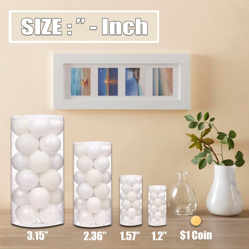 Emopeak 24Pcs Mini Christmas Balls Ornaments for Xmas Christmas Tree - 1.2 Inch Shatterproof Christmas Tree Decorations Hanging Ball for Holiday Wedding Party Decoration White - Image 5