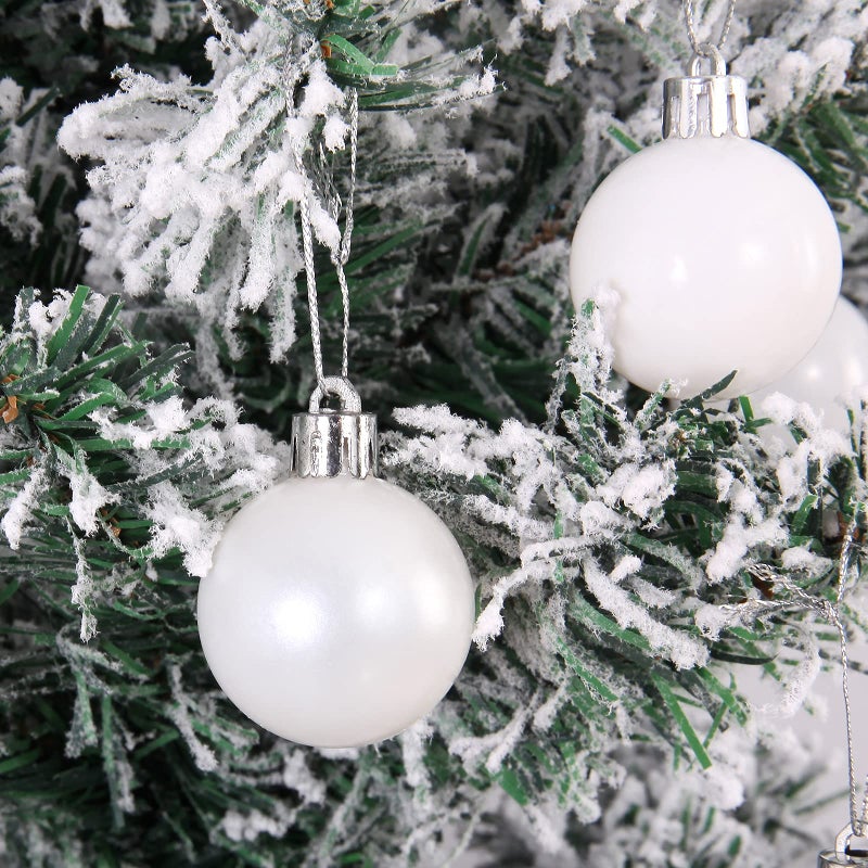 Emopeak 24Pcs Mini Christmas Balls Ornaments for Xmas Christmas Tree - 1.2 Inch Shatterproof Christmas Tree Decorations Hanging Ball for Holiday Wedding Party Decoration White - Image 2