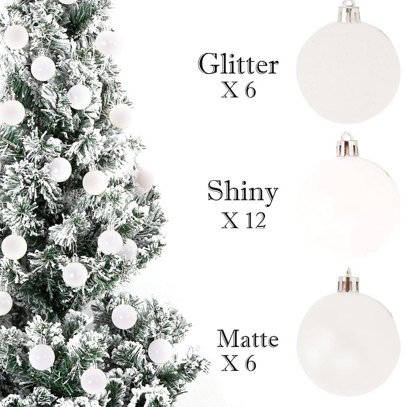 Emopeak 24Pcs Mini Christmas Balls Ornaments for Xmas Christmas Tree - 1.2 Inch Shatterproof Christmas Tree Decorations Hanging Ball for Holiday Wedding Party Decoration White - Image 3