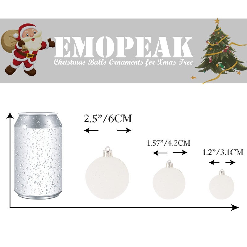 Emopeak 24Pcs Mini Christmas Balls Ornaments for Xmas Christmas Tree - 1.2 Inch Shatterproof Christmas Tree Decorations Hanging Ball for Holiday Wedding Party Decoration White - Image 4