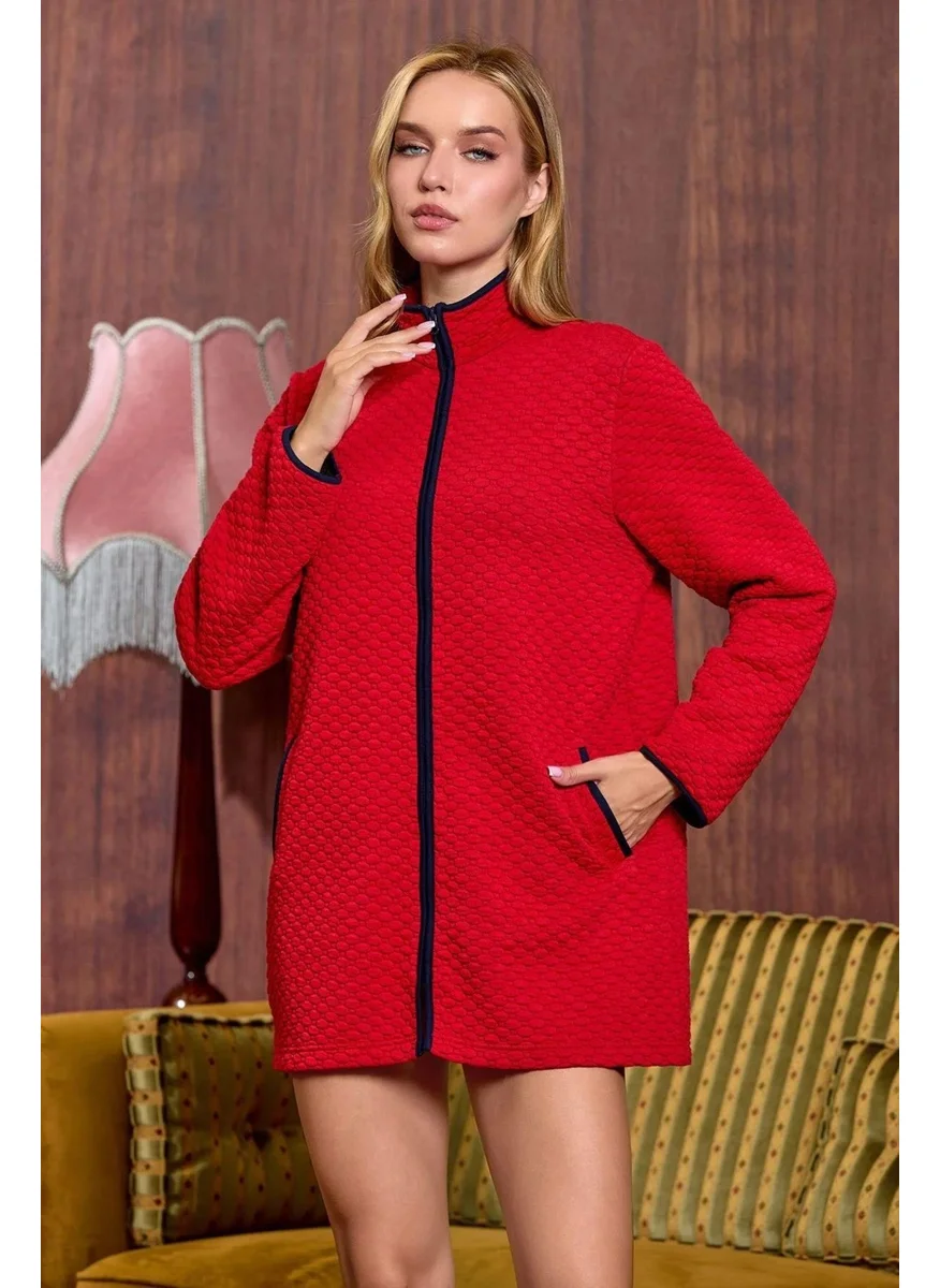 Cossy By Aqua 25041 Women's Quilted Short Dressing Gown-Red