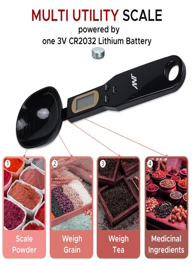 Ant Beta 10 Digital Spoon Scale 500g/0.1g – Multi-Unit (g/oz/gn/ct), LCD Display, ABS Food-Grade Material, Auto-Off, Hold Function, Low Power & Overload Indicators – Kitchen Baking & Cooking Tool - Image 4