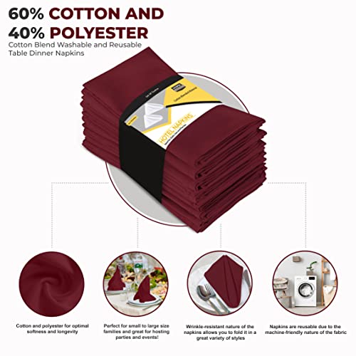 Utopia Kitchen Burgundy Cloth Napkins [12 Pack, 18x18 Inch] Absorbent Cotton Blend Washable and Reusable for Dinner, Restaurant, Lunch, Wedding and Hotel - Image 3
