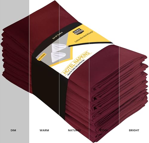 Utopia Kitchen Burgundy Cloth Napkins [12 Pack, 18x18 Inch] Absorbent Cotton Blend Washable and Reusable for Dinner, Restaurant, Lunch, Wedding and Hotel - Image 4