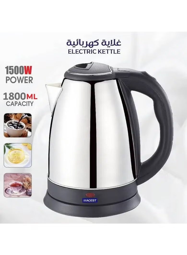 MACEST Electric Kettle 1500 Watt MC-63218 Black/Silver - Image 1