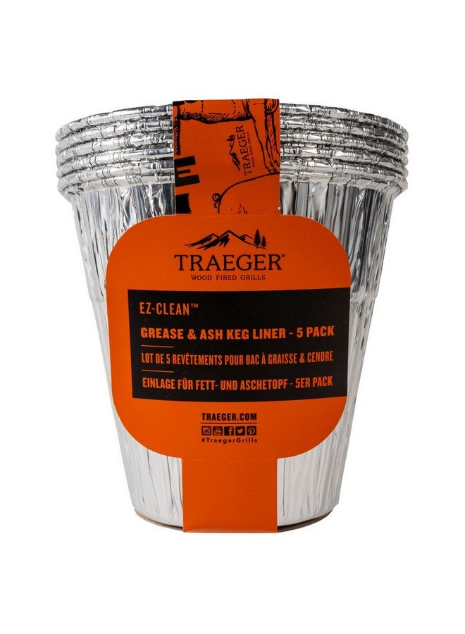 TRAEGER 5-Piece EZ-Clean Disposable Grease and Ash Keg Liner Silver 16.76 x 16 x 16 cm BAC608 - Image 1