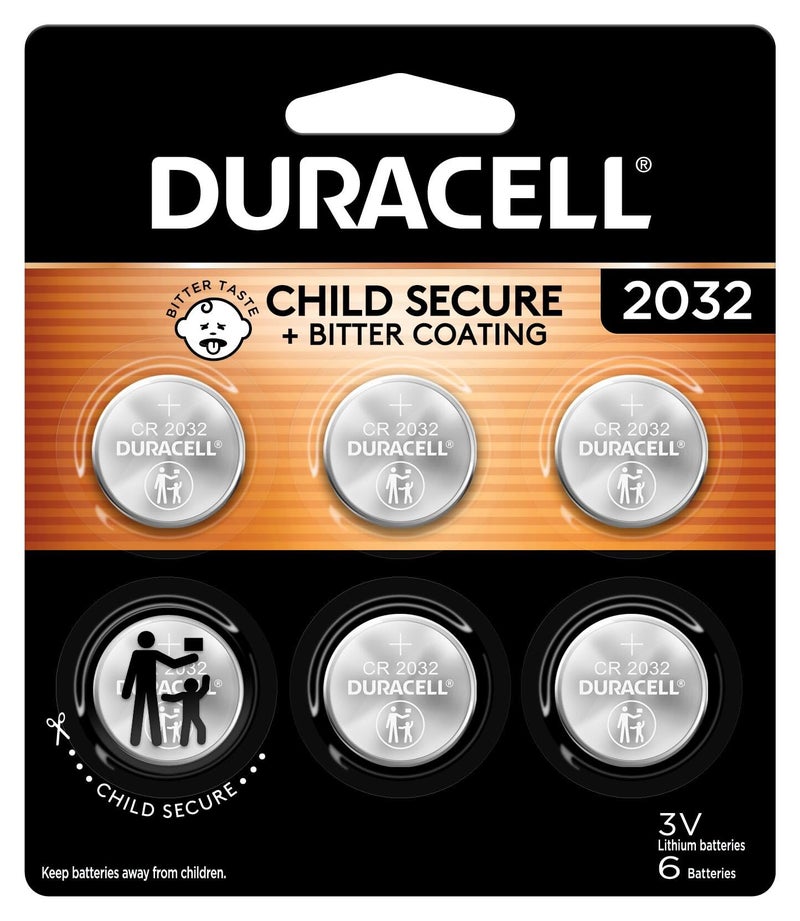 Duracell 2032 Lithium Battery, 6 Count (Pack of 1), Compatible with AirTag, Child Safety Features, Key Fob, CR2032 3V Cell - Image 1