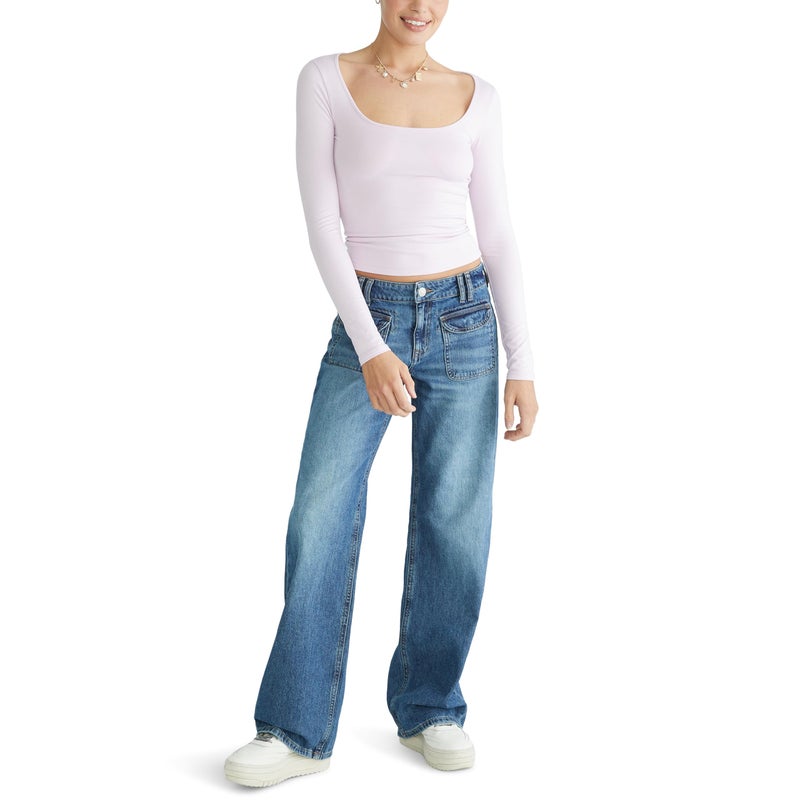 Aeropostale Low-Rise Baggy Wide-Leg Jean, Dark WASH, 10R - Image 2
