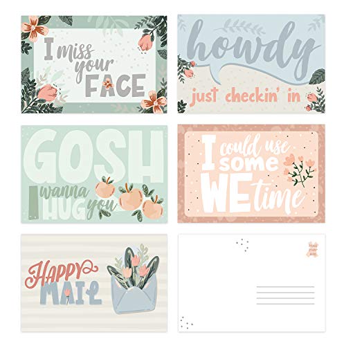 Canopy Street Miss You Encouraging Postcards / 25 Thinking Of You Postcards / 5 Supportive Floral Designs / 4" x 6" Flat Motivational Postcard/Happy Mail Uplifting Cards/Made In The USA - Image 1