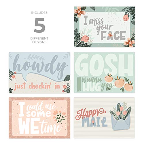 Canopy Street Miss You Encouraging Postcards / 25 Thinking Of You Postcards / 5 Supportive Floral Designs / 4" x 6" Flat Motivational Postcard/Happy Mail Uplifting Cards/Made In The USA - Image 2