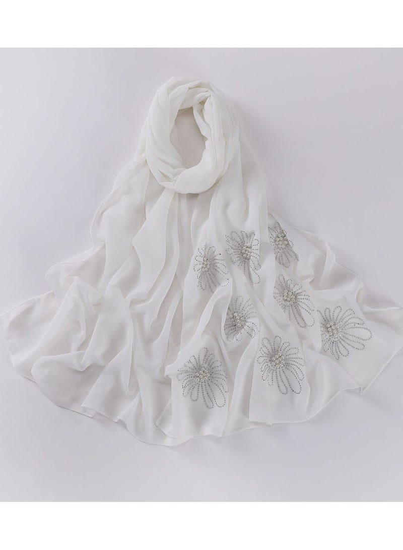 Nariele New Nail Bead Diamond Chiffon Headscarf