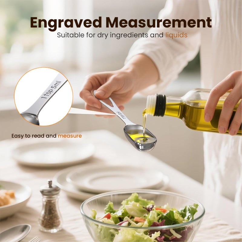 THLHKD 6PCS Narrow Measuring Spoons Set, Stainless Steel Measuring Spoon Fits in Spice Jars, Metal Teaspoon Measuring Spoons, Rectangular Tablespoon, Long Measuring Spoons for Dry & Liquid Ingredients - Image 5