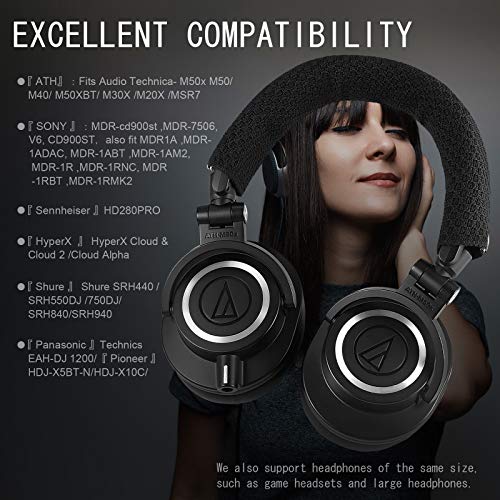 G GVOEARS GEVO Replacement Headphone Headband Cover for AKGs, Senheiser, Sony,ATH,Audio-Technica,Shure,Panasonice Headsets,Headband Cushion Easy Installation No Tool Needed(Black) - Image 2