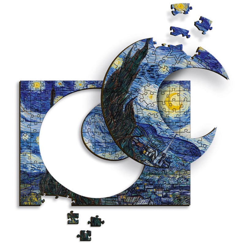 Trefl تريفيل ليلة النجوم فنسنت فان جوخ 200 قطعة لغز خشبي أشكال غير منتظمة 5 ألغاز خاصة لوحات وفنانين مشهورين متعة إبداعية للبالغين والأطفال من 9 سنوات فما فوق - Image 3